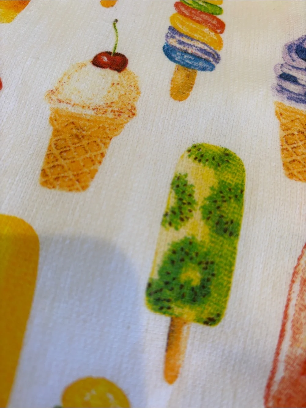 Ice Cream & Popsicle Kitchen Towels Set of 2 NWT Cotton 18x28” Cedarlane